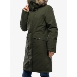 Płaszcz ocieplany damski Didriksons Erika Parka 3. Zielone parki damskie Didriksons, bez wzorów, sportowe, bez kołnierzyka, bez kaptura. Za 902.99 zł.