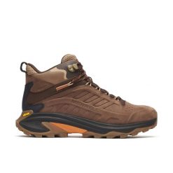 Buty trekkingowe - męskie - Merrell Moab Speed 2 - wodoodporne, Mole. Brązowe trekkingi męskie Merrell, z materiału, przed kolano, bez zapięcia. Za 749.99 zł.