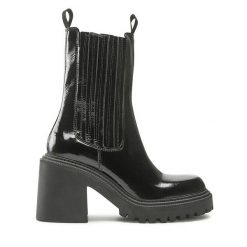 Botki GINO ROSSI. Czarne botki damskie Gino Rossi, bez wzorów, bez obcasa, na słupku, bez zapięcia. Za 299.99 zł.