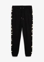 Spodnie sportowe, regular fit. Czarne spodnie sportowe męskie bonprix, m, bez wzorów, z dresówki. Za 124.99 zł.
