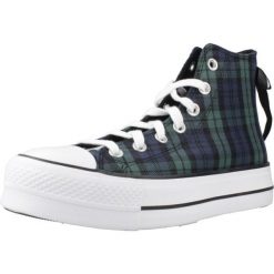 Buty CONVERSE CHUCK TAYLOR ALL STAR LIFT PLATFORM PLAID Zielony. Zielone obuwie trekkingowe damskie Converse, z tkaniny, bez zapięcia. Za 426.56 zł.