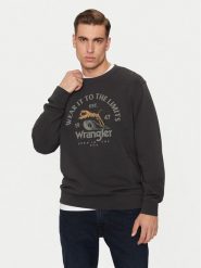 Wrangler Bluza 112357385 Czarny Regular Fit. Czarne bluzy męskie Wrangler, m, bez wzorów, z bawełny, bez ramiączek, bez kaptura. W wyprzedaży za 149.99 zł.