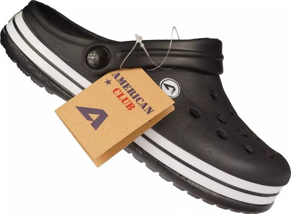 American Club Męskie klapki basenowe American Club NH-01/24 czarne 42. Czarne klapki męskie American CLUB, bez wzorów, bez zapięcia. Za 44.00 zł.