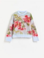 Sweter z domieszką wełny - jasnoniebieski. Niebieskie swetry nierozpinane damskie Reserved, l, bez wzorów, z dzianiny, bez kołnierzyka, bez ramiączek. Za 159.99 zł.