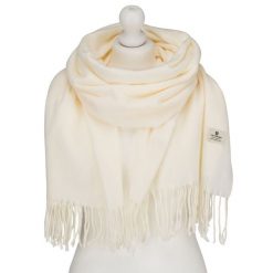 Biały, dwustronny szalik damski z poliestru - Peterson. Białe szaliki damskie Peterson, na jesień, bez wzorów. Za 54.99 zł.