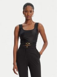 Just Cavalli Top Crop Element 79PAM2A6 Czarny Slim Fit. Czarne topy damskie Just Cavalli, bez wzorów, z syntetyku, bez kołnierzyka, bez ramiączek. Za 429.99 zł.