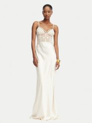 Elisabetta Franchi Sukienka wieczorowa AB-R53-62E2 Beżowy jasny Slim Fit. Brązowe sukienki damskie Elisabetta Franchi, bez wzorów, z syntetyku, wizytowe, bez kołnierzyka, bez ramiączek. Za 3,229.00 zł.
