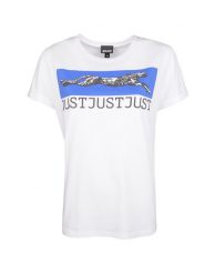 Just Cavalli T-shirt | S02GC0342 N20663 | Kobieta | Biały. Białe t-shirty damskie Roberto Cavalli, s, bez wzorów, z bawełny, bez kołnierzyka, bez ramiączek. W wyprzedaży za 199.00 zł.