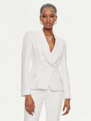 Elisabetta Franchi Marynarka GI-072-41E2-V540 Biały Regular Fit. Białe marynarki i żakiety damskie Elisabetta Franchi, bez wzorów, z syntetyku, bez kołnierzyka, bez ramiączek. Za 1,429.00 zł.