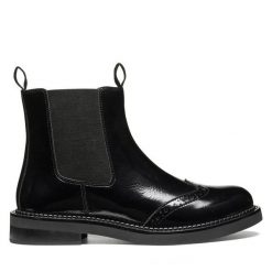 Sztyblety Geox. Czarne botki damskie Geox, bez wzorów, bez obcasa, na płaskiej podeszwie, bez zapięcia. Za 589.99 zł.