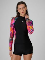 4F Top do pływania z nadrukiem damski - multikolor XS. Brązowe topy damskie 4F, s, bez wzorów, z materiału, bez kołnierzyka, bez ramiączek. Za 149.99 zł.