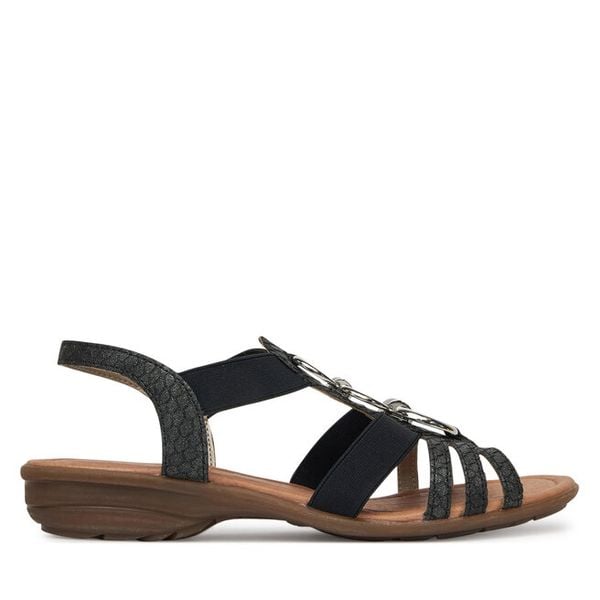 Sandały Remonte. Czarne sandały damskie Remonte, bez wzorów, bez obcasa, na płaskiej podeszwie, bez zapięcia. Za 339.99 zł.