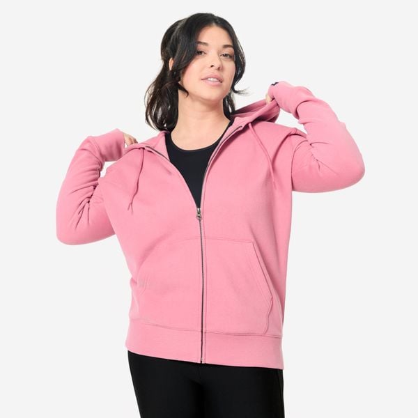 Bluza na zamek damska Domyos Gym & Pilates. Czerwone bluzy damskie NYAMBA, l, bez wzorów, z bawełny, sportowe, bez ramiączek, bez kaptura. Za 119.99 zł.