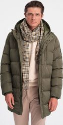 Kurtka męska Ombre Długa zimowa kurtka męska pikowana o satynowym wykończeniu - khaki V1 OM-JALJ-0147 XL. Brązowe kurtki męskie Ombre, na zimę, m, bez wzorów, z satyny, bez kaptura. Za 209.99 zł.