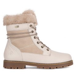 Trzewiki Remonte. Brązowe botki damskie Remonte, bez wzorów, bez obcasa, na płaskiej podeszwie, bez zapięcia. Za 405.99 zł.