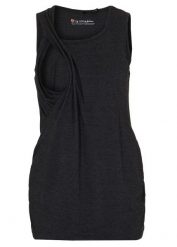 Top ciążowy i do karmienia 2w1. Czarne topy damskie bonprix, bez wzorów, bez kołnierzyka, bez ramiączek. Za 44.99 zł.