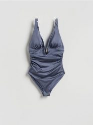 Modelujący strój kąpielowy - granatowy. Niebieskie stroje kąpielowe damskie Reserved, bez wzorów. Za 139.99 zł.