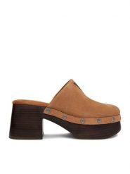 Guess Jeans Klapki EO-JDGJ66-4 Brązowy. Brązowe klapki damskie Guess Jeans, z aplikacjami, z jeansu, bez obcasa, bez zapięcia. Za 359.99 zł.