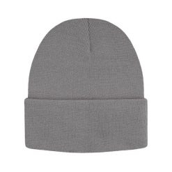 Jednokolorowa Czapka Zimowa Typu Beanie – Zimowa - Szara. Szare czapki męskie His Story, na jesień, bez wzorów. Za 40.00 zł.