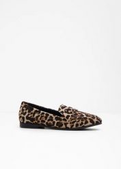 Loafersy w panertkę. Brązowe balerinki damskie bonprix, bez wzorów, bez obcasa, bez zapięcia. Za 99.99 zł.