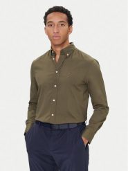 Tommy Hilfiger Koszula MW0MW37550 Khaki Regular Fit. Brązowe koszule męskie Tommy Hilfiger, m, bez wzorów, z bawełny, bez kołnierzyka, bez ramiączek. Za 299.99 zł.