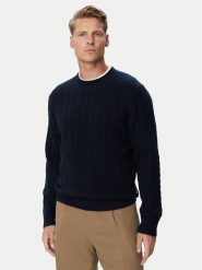 BOSS Sweter Furlan 50570645 Granatowy Regular Fit. Niebieskie swetry męskie Boss, m, bez wzorów, z wełny, bez kołnierzyka, bez ramiączek. Za 899.99 zł.
