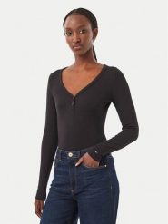 Tommy Jeans Bluzka DW0DW23259 Czarny Slim Fit. Czarne bluzki damskie Tommy Jeans, xl, bez wzorów, z jeansu, bez kołnierzyka, bez ramiączek. Za 189.99 zł.