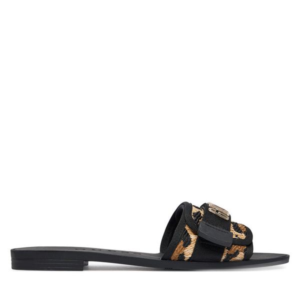 Klapki Guess. Czarne klapki damskie Guess, z aplikacjami, bez obcasa, bez zapięcia. Za 182.99 zł.