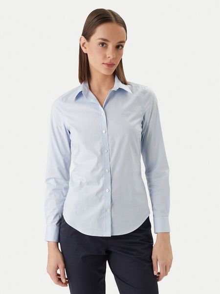Gant Koszula 4300486 Błękitny Slim Fit. Niebieskie koszule damskie GANT, bez wzorów, z bawełny, bez kołnierzyka, bez ramiączek. Za 302.99 zł.