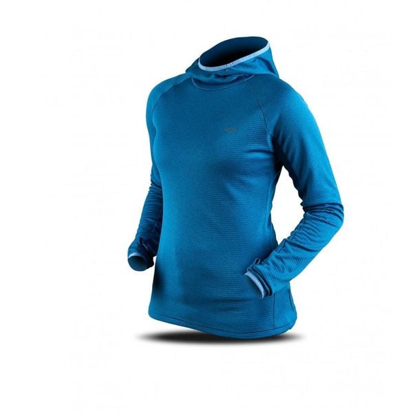 Bluza Trimm VERONA. Niebieskie bluzy damskie TRIMM, na zimę, bez wzorów, z dzianiny, sportowe, bez ramiączek, z kapturem. W wyprzedaży za 90.44 zł.