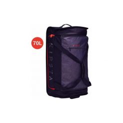 Walizka sportowa na kółkach CLASSIC 70 L. Czarne walizki męskie KIPSTA, bez wzorów, z materiału, małe. Za 169.99 zł.