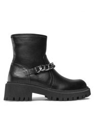 DeeZee Botki H13073A-4 Czarny. Czarne botki damskie DeeZee, bez wzorów, ze skóry, bez obcasa, na płaskiej podeszwie, bez zapięcia. Za 119.99 zł.