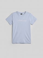 4F T-shirt regular z nadrukiem damski - niebieski XL. Niebieskie t-shirty damskie 4F, xl, bez wzorów, z bawełny, biznesowe, bez kołnierzyka, bez ramiączek. Za 59.99 zł.