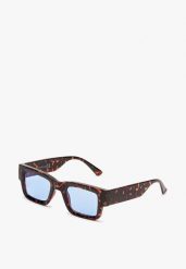 Brązowo-Niebieska Prostokątne Okulary Przeciwsłoneczne z Filtrem UV Elledenira. Brązowe okulary przeciwsłoneczne damskie Born2be, prostokątne. Za 29.99 zł.