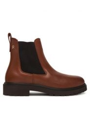 Tommy Hilfiger Sztyblety Cleated FW0FW08766 Brązowy. Brązowe botki damskie Tommy Hilfiger, bez wzorów, ze skóry, bez obcasa, na płaskiej podeszwie, bez zapięcia. Za 599.99 zł.