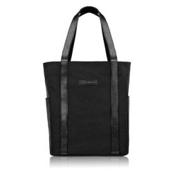 Shopperka materiałowa Paolo Peruzzi E-17-BL czarna. Czarne shopperki damskie Paolo Peruzzi, bez wzorów, z bawełny, na ramię, bez dodatków. Za 119.99 zł.