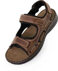 Męskie skórzane sandały Nell Gets Camel Brown. Brązowe sandały męskie ENELL, na lato, bez wzorów, ze skóry, eleganckie, bez zapięcia. Za 311.99 zł.
