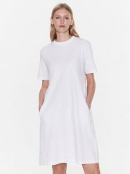Max Mara Leisure Sukienka codzienna Gaspare 23362109 Biały Regular Fit. Białe sukienki damskie Max Mara Leisure, na co dzień, m, bez wzorów, z bawełny, bez kołnierzyka, bez ramiączek, proste. Za 619.99 zł.