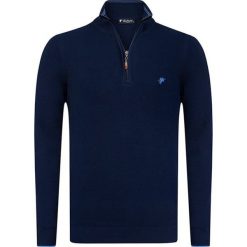 Sweter w kolorze granatowym. Niebieskie swetry męskie Denim Culture, l, bez wzorów, z bawełny, bez kołnierzyka, bez ramiączek. W wyprzedaży za 174.95 zł.