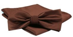 Męska Mucha z Poszetką Alties - Brąz Czekoladowy. Brązowe krawaty i muchy Alties, bez wzorów, eleganckie. Za 54.00 zł.