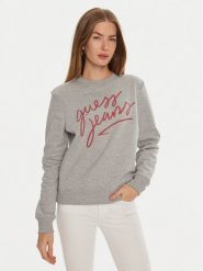Guess Bluza W4BQ17 KC811 Szary Regular Fit. Szare bluzy damskie Guess, m, z aplikacjami, z bawełny, bez ramiączek, bez kaptura. Za 289.99 zł.