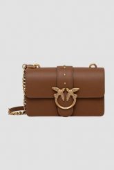 PINKO Brązowa kopertówka Love One Mini St. Cl Vitello Seta. Brązowe torebki wizytowe damskie Pinko, bez wzorów, ze skóry, bez dodatków. W wyprzedaży za 950.99 zł.