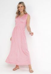 Czerwona Rozkloszowana Sukienka z Wiskozy Kahna. Czerwone sukienki damskie Born2be, na lato, l, bez wzorów, z wiskozy, bez kołnierzyka, bez ramiączek, maxi, rozkloszowane. Za 49.99 zł.