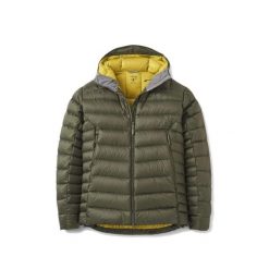 Kurtka trekkingowa puchowa męska Electron Pro Hoody. Zielone kurtki męskie RAB, m, bez wzorów, z puchu, z kapturem. Za 1,419.99 zł.