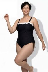 Damskie Strój kąpielowy miękkie miseczki odczepiane ramiączka. Czarne stroje kąpielowe damskie Ulla Popken, plus size, bez wzorów, z elastanu. Za 223.99 zł.