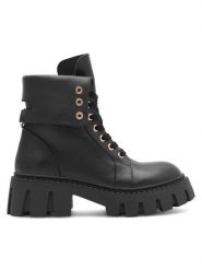 Eva Minge Botki TOLEDO-2603-02 Czarny. Czarne botki damskie Eva Minge, bez wzorów, ze skóry, bez obcasa, na płaskiej podeszwie, bez zapięcia. Za 599.99 zł.