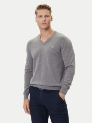 Gant Sweter 8030562 Szary Regular Fit. Szare swetry męskie GANT, m, bez wzorów, z bawełny, bez kołnierzyka, bez ramiączek. Za 459.99 zł.