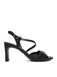GINO ROSSI Sandały EO-GL15-986-1 Czarny. Czarne sandały damskie Gino Rossi, bez wzorów, ze skóry, bez obcasa, na słupku, bez zapięcia. Za 379.99 zł.