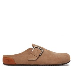 Klapki Pepe Jeans. Brązowe klapki męskie Pepe Jeans, bez wzorów, z jeansu, bez zapięcia. Za 259.99 zł.