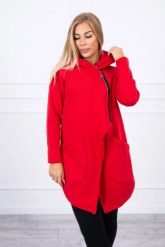 Bluza ocieplana z asymetrycznym suwakiem czerwona. Czerwone bluzy damskie KESI, l, bez wzorów, z bawełny, bez ramiączek, bez kaptura. Za 238.37 zł.